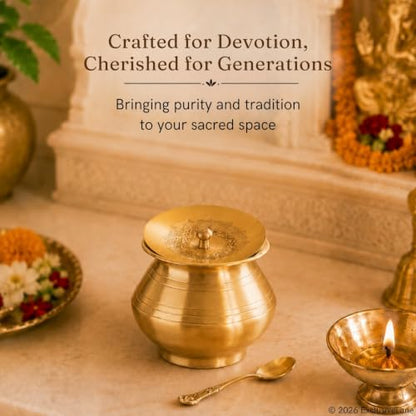 Image 6 of ExclusiveLane Gleeming Ghee Brass Pot with Spoon 380 ml