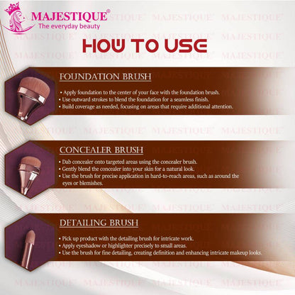 Image 3 of Majestique Foundation, Concealer and Multi-Use Brush Professional Luminous HD Brushes