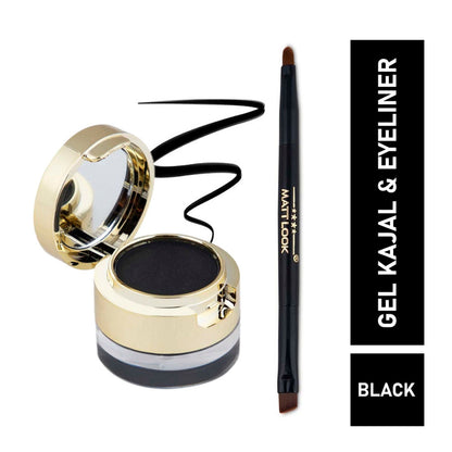 Image 1 of 4 gm + 3 gm for the product Matt Look Fashion Eye Makeup 24Hr Stay Gel Kajal & Cake Eyeliner - Black