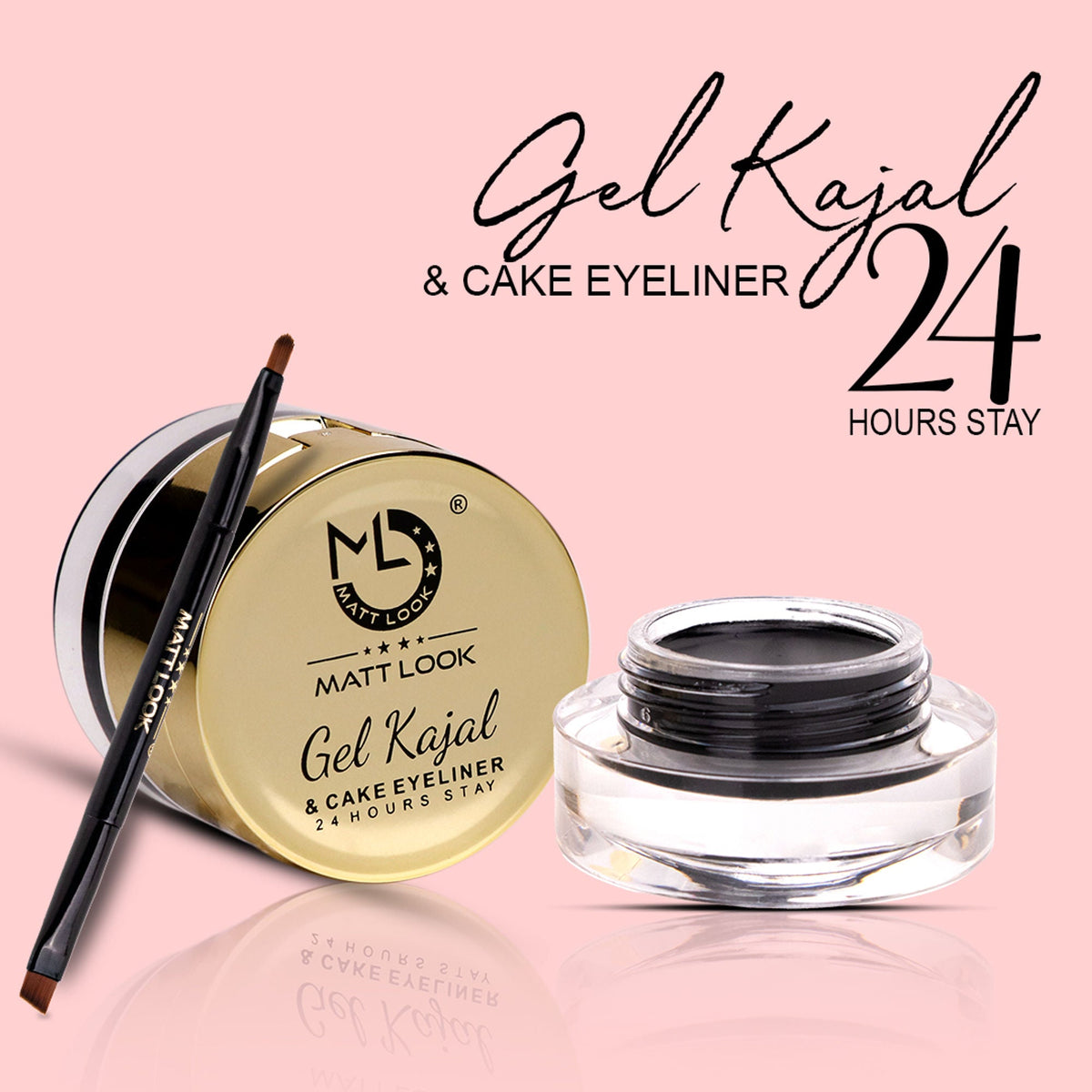 Image 6 of Matt Look Fashion Eye Makeup 24Hr Stay Gel Kajal & Cake Eyeliner - Black