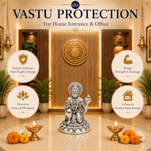 Image 6 of Dev Aastha Silver Plated Hanuman Ji Idol for Car Dashboard & Home Temple - 4 Inch