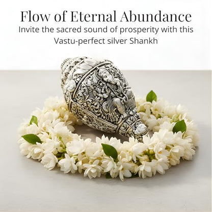 Image 3 of Dev Aastha 999 Pure Silver Plated Ganesh Shankh 8 Inch
