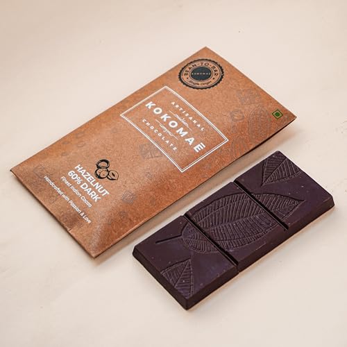 Image 4 of KOKOMAE 60% Dark Chocolate With Hazelnut Bean-to-Bar Pack of 3, 50g Each