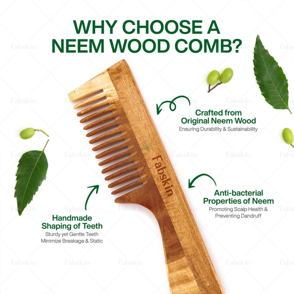 Image 3 of Fabskin Graduated & Handle Neem Wooden Comb - Set Of 2