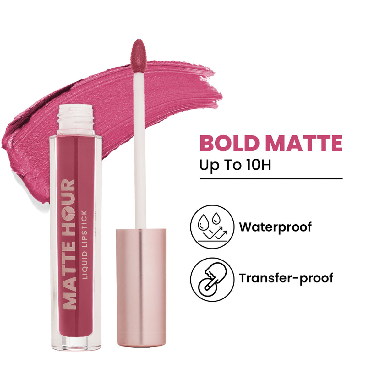 Image 2 of Swiss Beauty Matte Hour Waterproof Liquid Lipstick, Up To 10-Hour - 5 Pink Margarita