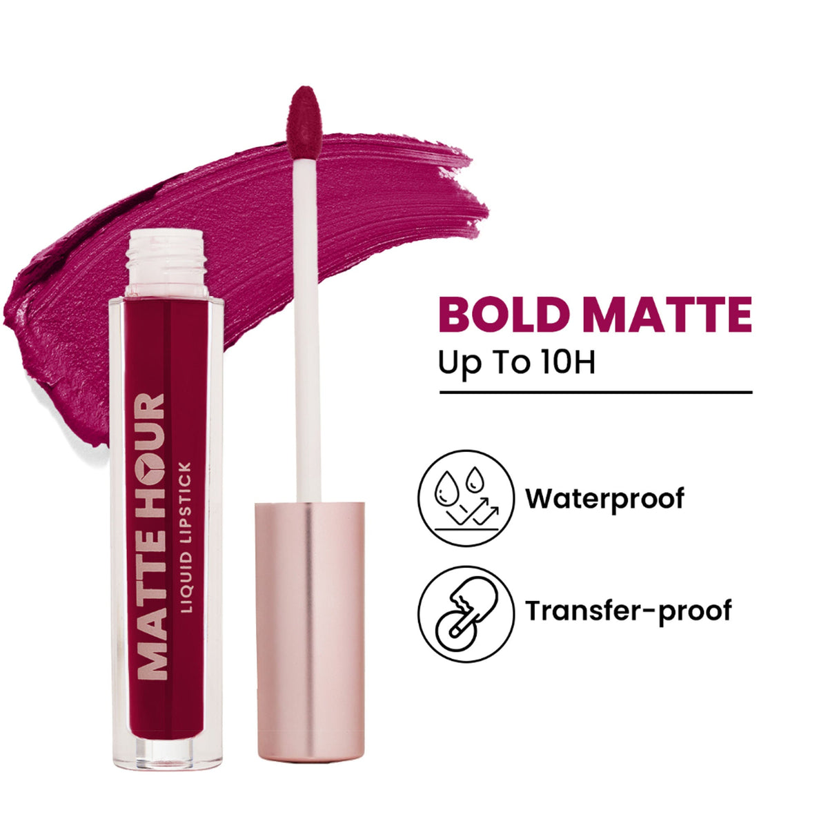 Image 2 of Swiss Beauty Matte Hour Waterproof Liquid Lipstick, Up To 10-Hour - 13 Sangria Splash