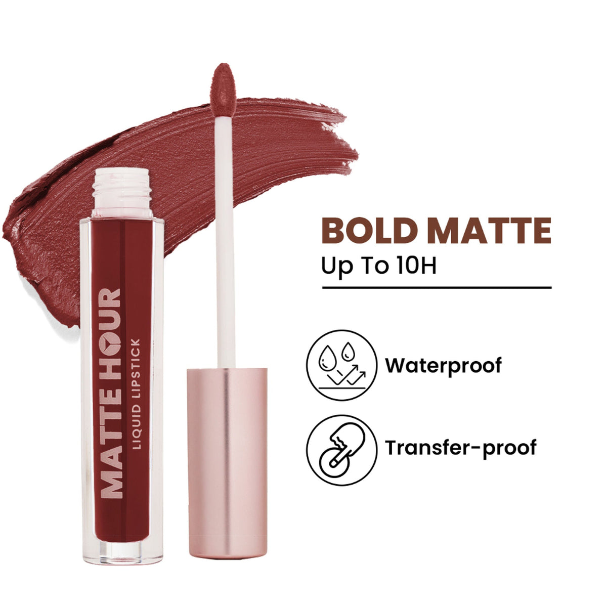 Image 2 of Swiss Beauty Matte Hour Waterproof Liquid Lipstick, Up To 10-Hour - 15 Royal Manhattan