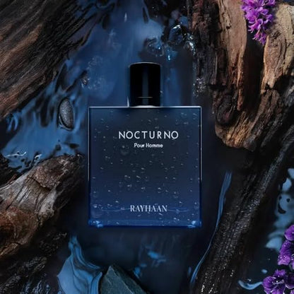 Image 5 of RAYHAAN Nocturno Pour Homme Eau de Parfum for Men Long Lasting Luxury Night Fragrance Elegant Black Blue Glass Bottle