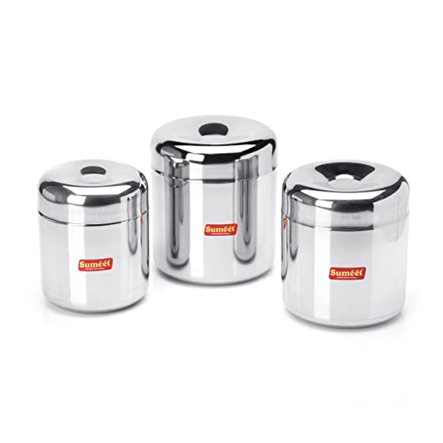 Image 1 of Default Title for the product Sumeet Stainless Steel Vertical Utility Canisters Set Of 3Pc (320Ml,500Ml,650Ml)