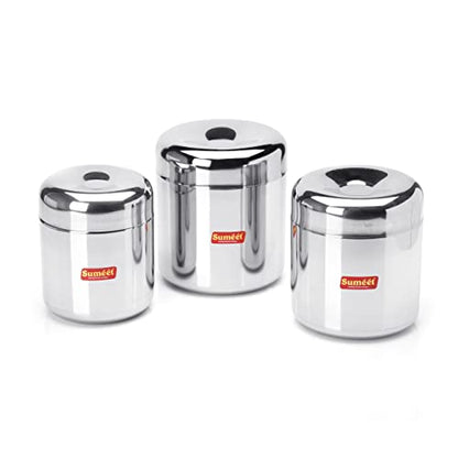 Image 1 of Default Title for the product Sumeet Stainless Steel Vertical Utility Canisters Set Of 3Pc (320Ml,500Ml,650Ml)