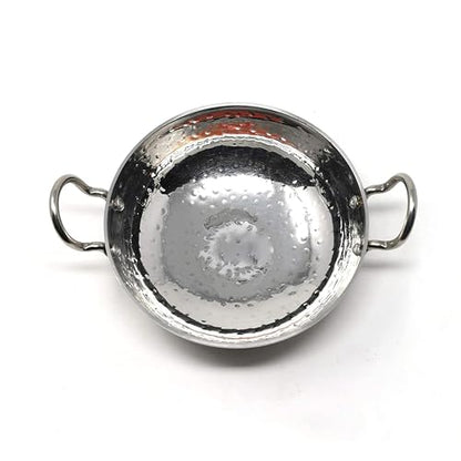 Image 7 of HAZEL Stainless Steel Kadai with Handle Curved Bottom Hammered Tone Design, 700 ml