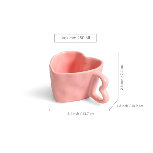 Image 7 of ExclusiveLane Heart Pink Ceramic Coffee Mugs Set of 2 250 ml