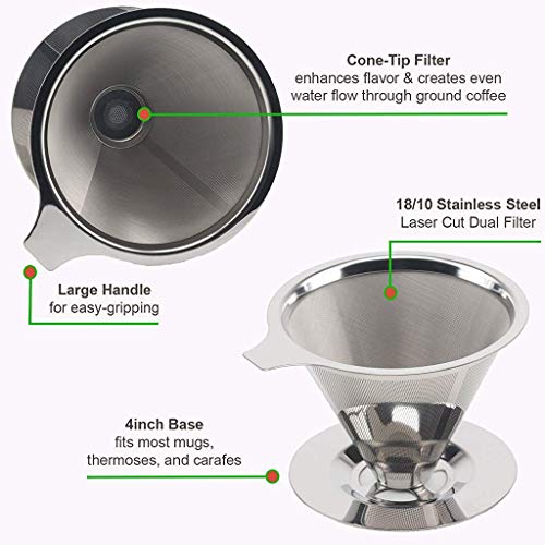 Image 3 of HASTHIP Pour Over Coffee Dripper Stainless Steel 1-6 Cup Reusable Filter
