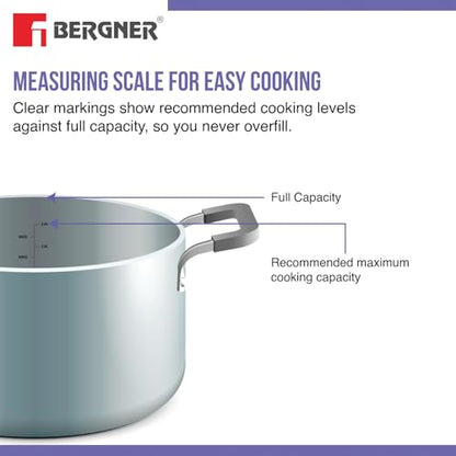 Image 7 of BERGNER BE Essentials TriPly 4 Pcs Stainless Steel Cookware Set - 24cm (3.1L) Kadai, 24cm (1.5L) Frypan, Common Flat Glass Lid, 26cm Non-Stick Roti Tawa