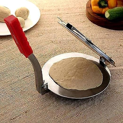 Image 4 of 1Pc Stainless Steel 6.5 Inch Roti & Puri Maker Press Manual Hand Press Roti Maker with Handle for Chapati, Papad & Khakhra Heavy Duty Cast Iron with Stainless Steel Plates (Chapati, Puri, Papad & Khakhra)