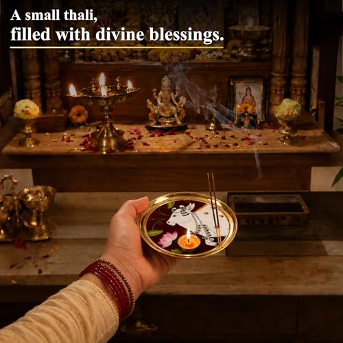 Image 6 of Klassic 6 Inch Brass Pooja Thali, (Pack Of 1, Golden)