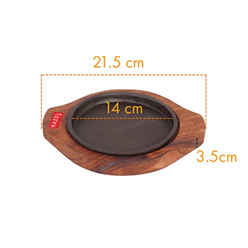 Image 4 of HAZEL Cast Iron Sizzler Plate with Wooden Base 6 Inch