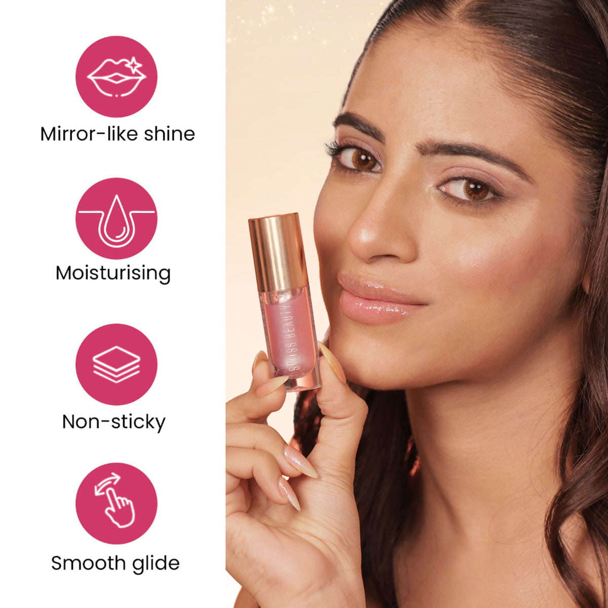 Image 3 of Swiss Beauty Moist Heist Shimmer Lip Oil Luminous Shine , Hydrating & Lightweight - 3 Orange Alert