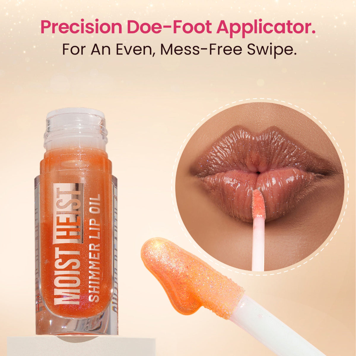 Image 6 of Swiss Beauty Moist Heist Shimmer Lip Oil Luminous Shine , Hydrating & Lightweight - 3 Orange Alert