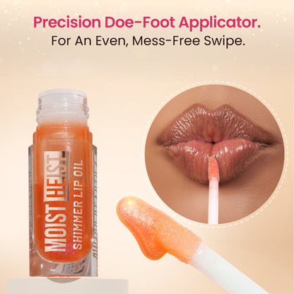 Image 6 of Swiss Beauty Moist Heist Shimmer Lip Oil Luminous Shine , Hydrating & Lightweight - 3 Orange Alert