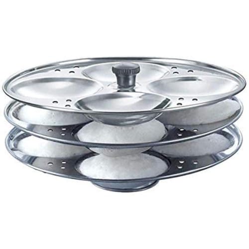 Image 1 of Default Title for the product AADHIK Stainless Steel Idli Maker 3 Plate 13 Idli Cooker | Heavy Gauge Idli Stand with 13 Big Idli Capacity | Multipurpose Idli Steamer for Dhokla, Modak & Momo | Kitchen Accessories
