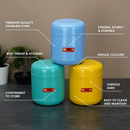 Image 5 of Sumeet Stainless Steel Multi Color Small Canisters/Jars/Storage Containers