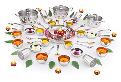 Image 4 of neelam Stainless Steel Dinner Set, 22 Gauge Quality, Solid 51 Pcs Set Serving 6 People