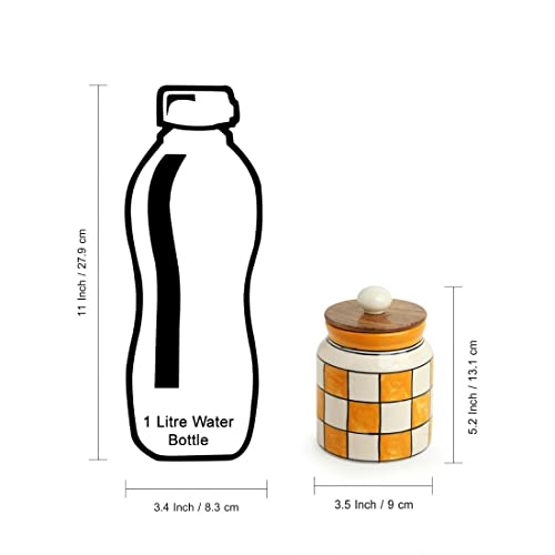 Image 7 of ExclusiveLane Shatranj Check Airtight Ceramic Jars for Kitchen Storage Set of 2 410 ml