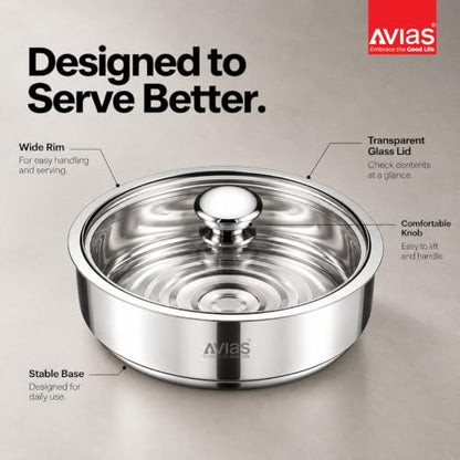 Image 6 of AVIAS Festiva Stainless Steel Roti Server with Coaster, Small, 1500ml
