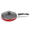Image 1 of Default Title for the product Preethi Dura Collection Non Stick Fry Pan, 24 cm, with Glass Lid, Gas & Induction Compatible, 5 Star Non Stick Effect, Chilly Red