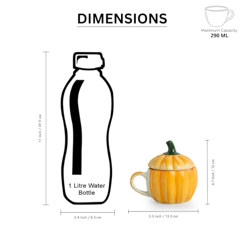 Image 7 of ExclusiveLane Capsicum Bloom Ceramic Coffee Mug with Lid 290 ml