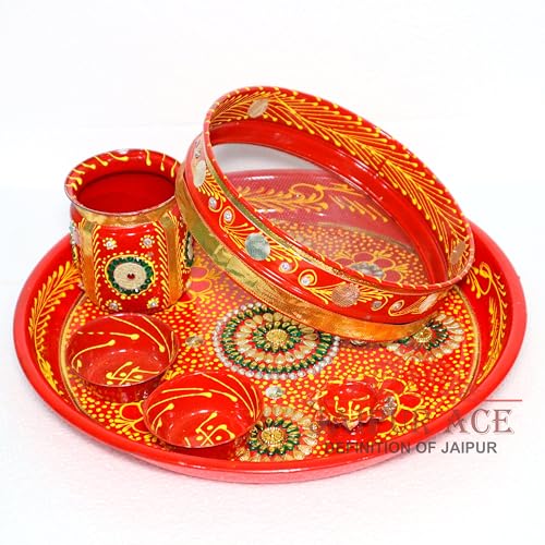 Image 3 of JAIPUR ACE Karwa Chauth Traditional and Decorative Pooja Thali Set 30 x 30 x 4 cm
