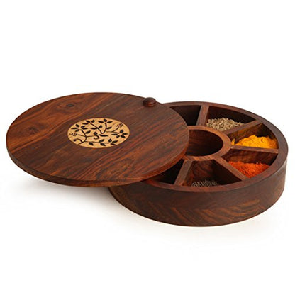 Image 7 of ExclusiveLane Sheesham Wooden Spice Box for Kitchen