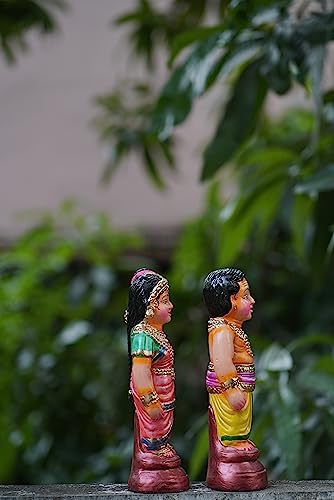 Image 5 of Breeze Handicrafts Paper Mache Doll Couple Statue for Bommalu Koluvu Home Decor and Showpiece Idol Navratri Gift for Women (Iyer Mama Mami)