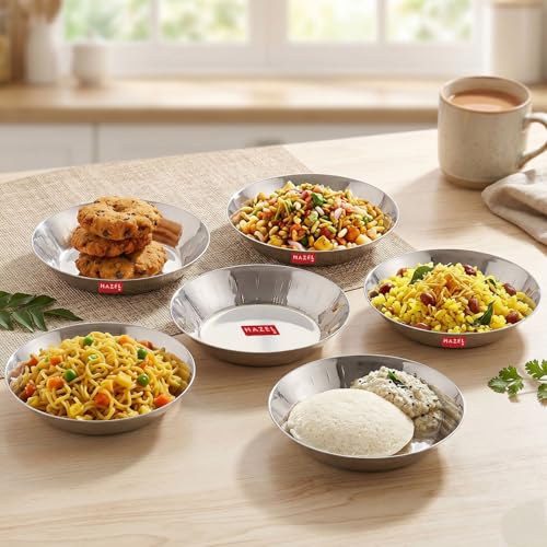 Image 1 of Default Title for the product HAZEL Stainless Steel Small Copri Plate 15.5 cm, Pack of 6