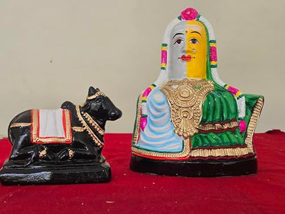 Image 2 of Big for the product Breeze Handicrafts Paper Mache Nandi Lingam Set for Bommala kolu, Golu Dolls, Navratri Decoration, Traditional Gift
