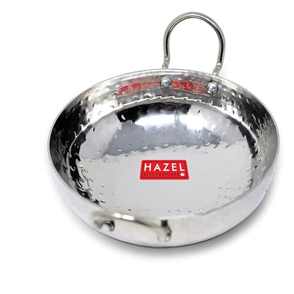 Image 1 of Default Title for the product Hazel Stainless Steel Kadai with Handle 1000 ml