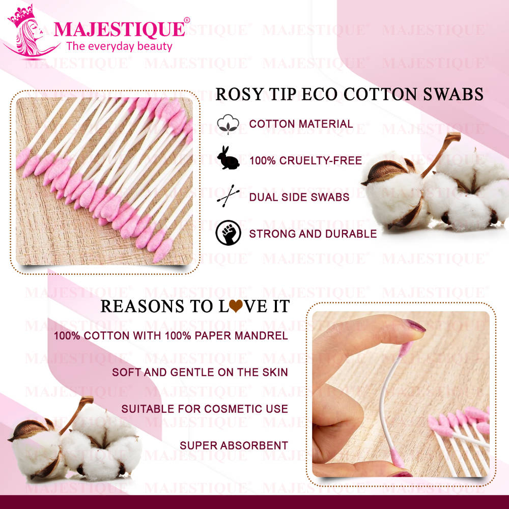 Image 3 of Majestique Rosy Tip Eco Cotton Swabs 200 Pieces