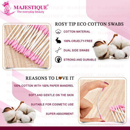 Image 3 of Majestique Rosy Tip Eco Cotton Swabs 200 Pieces