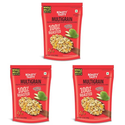 Image 1 of Default Title for the product Roasty Tasty Multigrain Diet Mixture - Palm Oil Free for Kids - Millet Namkeen - Healthy Snacks for All - Roasted with Millets & Seeds - No Onion No Garlic Namkeens - 340 G (Pack of 3)