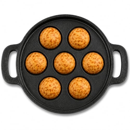 Image 1 of Default Title for the product Mixora Cast Iron Paniyaram Patra | Appe Pan Pre-Seasoned | 7 Cavity | 20cm