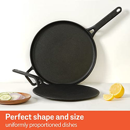 Image 7 of Meyer Pre-Seasoned Cast Iron Cookware Set - 28cm Flat Dosa Tawa + 26cm Roti Tawa