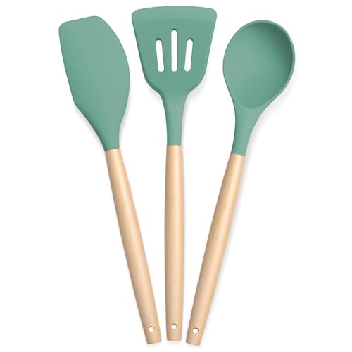 Image 1 of Default Title for the product PANCA Silicone Non Stick Spatula Set of 3 with Wooden Handle
