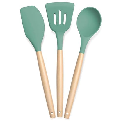Image 1 of Default Title for the product PANCA Silicone Non Stick Spatula Set of 3 with Wooden Handle