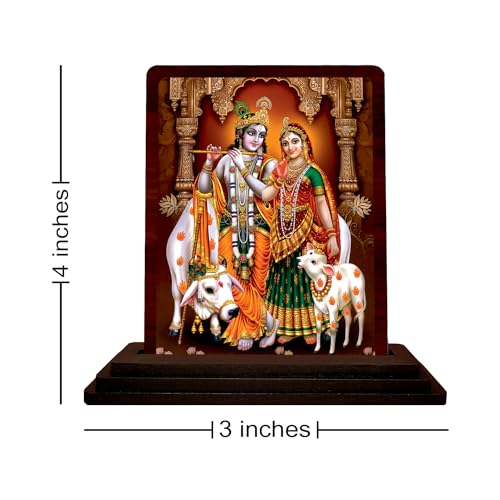 Image 3 of Radha Krishna Wooden Idol - Glossy Finish/Size 7.5x10 cm - Showpiece for Living Room Figurine for House Warming Ceremony