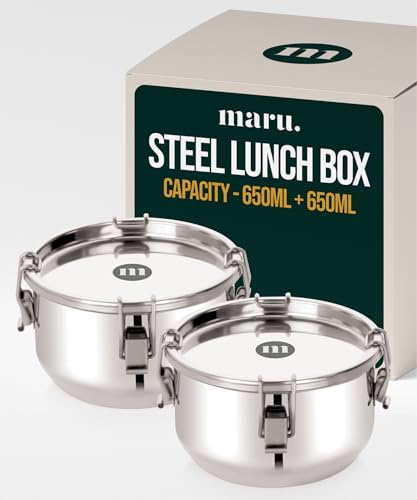 Image 10 of 650ml x 2 for the product MARU Steel Leakproof Tiffin/Lunch Box