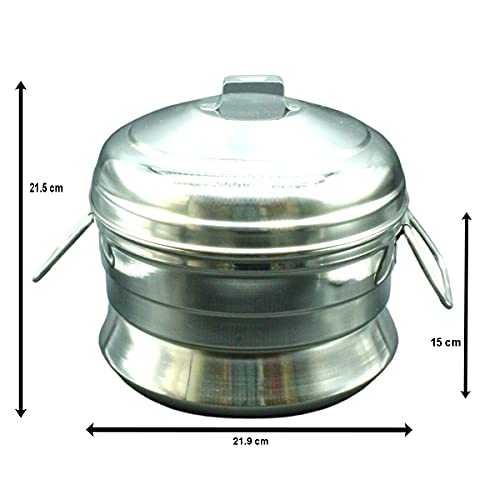 Image 3 of Alisha Stainless Steel Idli Maker Cooker Set with 3 Idli Plates (13 Idlis), Mini Idli Plate (18 Cavities), Dhokla Plate & Steamer Plate for Momos | Multi Purpose Steamer