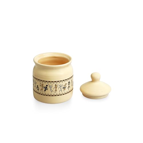 Image 3 of ExclusiveLane Art Of Warli Ceramic Pickle Jars for Dining Table 280 ml