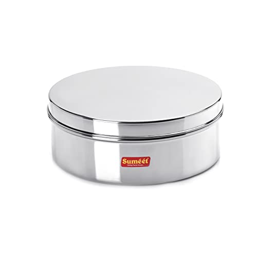 Image 1 of Default Title for the product Sumeet Stainless Steel Flat Canister Puri Dabba Storage Container (2.1Ltr)