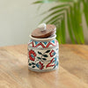 Image 1 of Default Title for the product ExclusiveLane Persian Floral Multi Utility Storage Ceramic Jar with Wooden Lid 410 ml